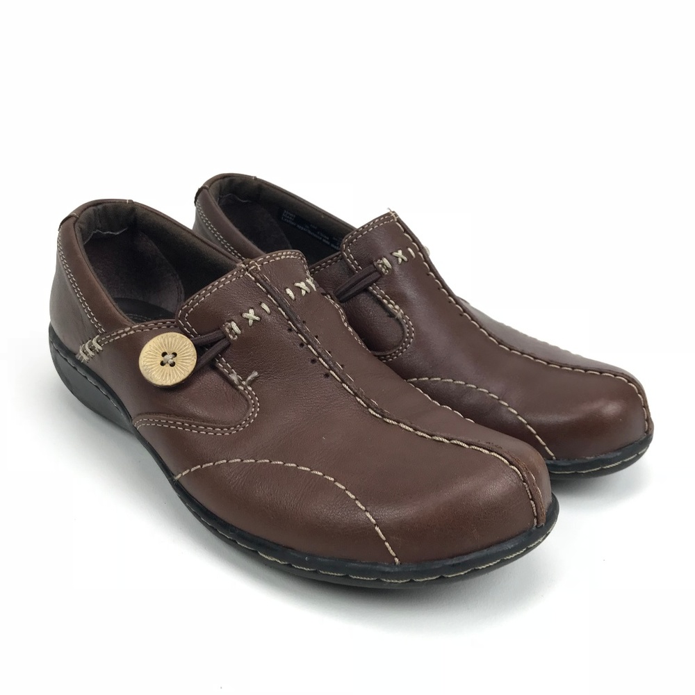 Clarks Bendables Brown Leather Loafers Slip On 6